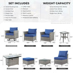 HOOOWOOO 10-piece Wicker Patio Furniture Outdoor Sectional Sofa Set with Fire Pit