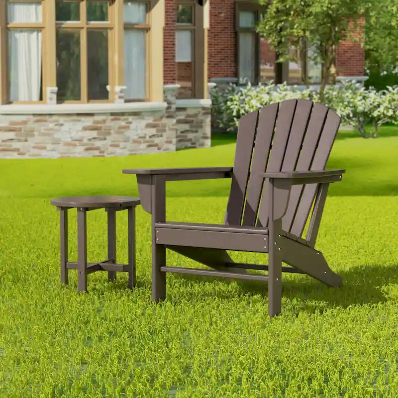 Polytrends Altura Outdoor Eco-Friendly All Weather Adirondack Chair with Side Table (2-Piece Set)