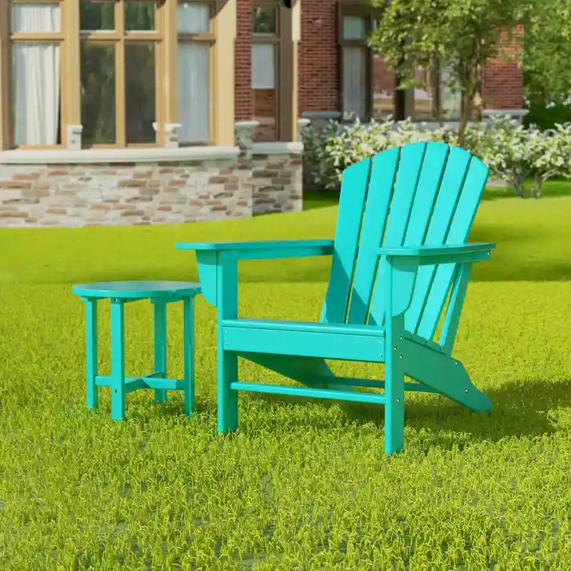 Polytrends Altura Outdoor Eco-Friendly All Weather Adirondack Chair with Side Table (2-Piece Set)