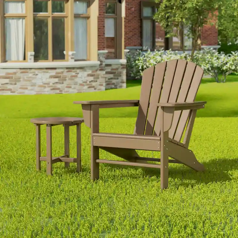 Polytrends Altura Outdoor Eco-Friendly All Weather Adirondack Chair with Side Table (2-Piece Set)
