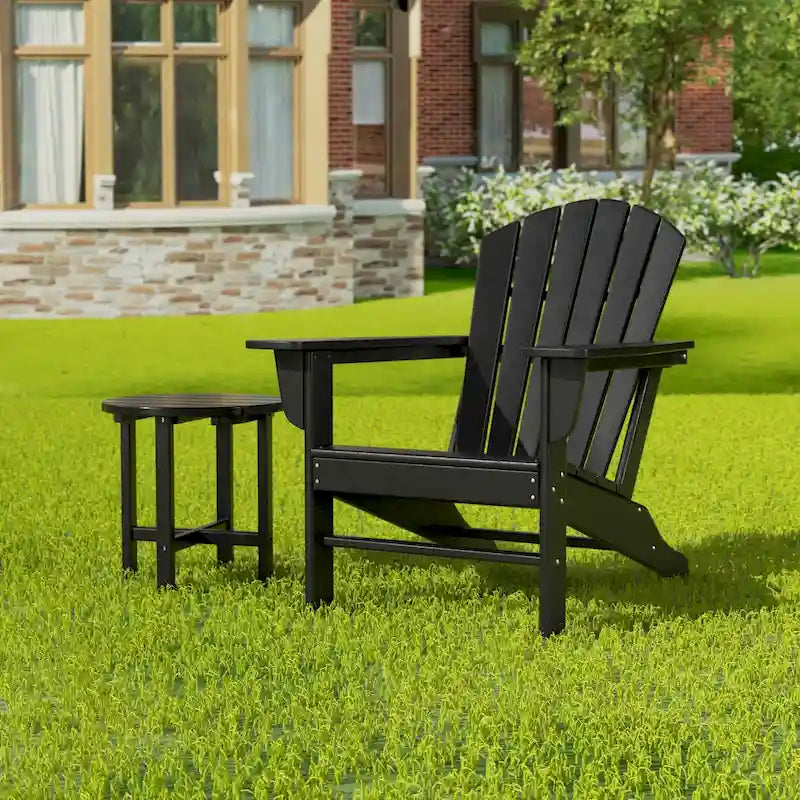 Polytrends Altura Outdoor Eco-Friendly All Weather Adirondack Chair with Side Table (2-Piece Set)