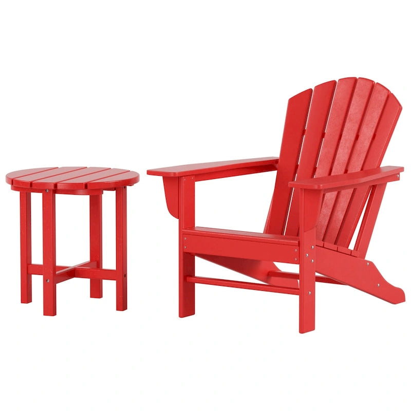 Polytrends Altura Outdoor Eco-Friendly All Weather Adirondack Chair with Side Table (2-Piece Set)