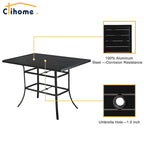 Clihome 82/60 in. W Aluminum Steel Dining Table with Umbrella hole
