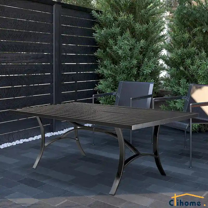 Clihome 82/60 in. W Aluminum Steel Dining Table with Umbrella hole