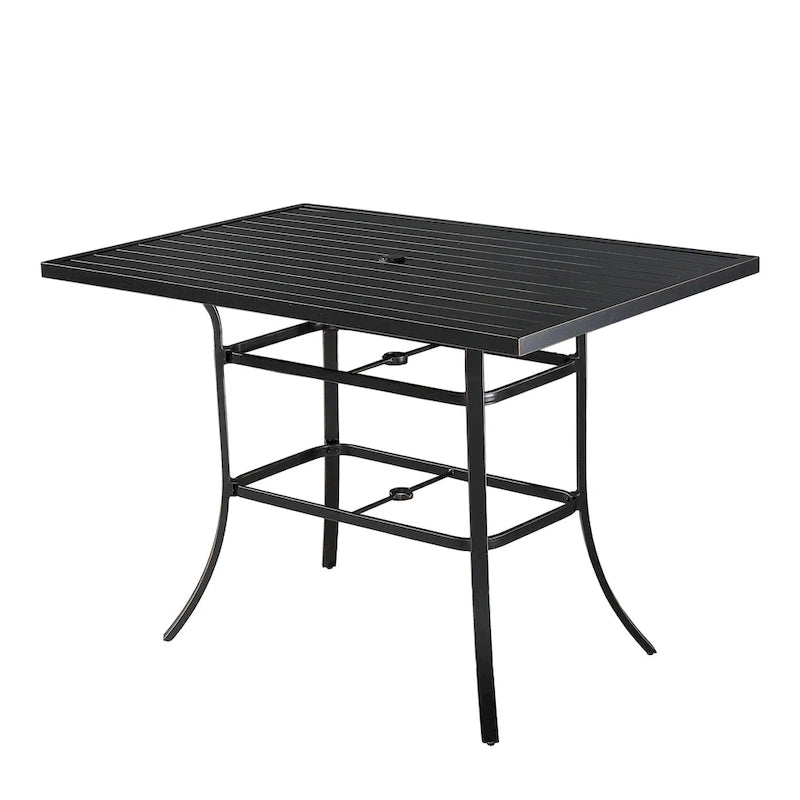 Clihome 82/60 in. W Aluminum Steel Dining Table with Umbrella hole