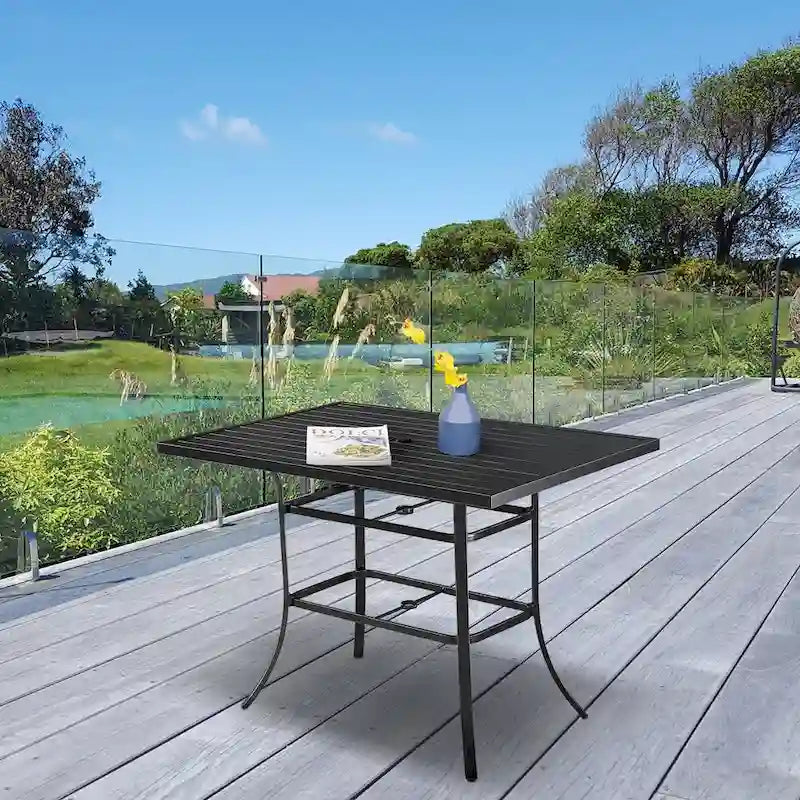 Clihome 82/60 in. W Aluminum Steel Dining Table with Umbrella hole