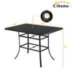 Clihome 82/60 in. W Aluminum Steel Dining Table with Umbrella hole