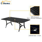 Clihome 82/60 in. W Aluminum Steel Dining Table with Umbrella hole