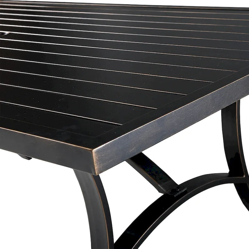 Clihome 82/60 in. W Aluminum Steel Dining Table with Umbrella hole