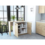 FM Furniture Aspen Kitchen Island, Two Concealed Shelves , Three Divisions