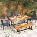 MAISON ARTS 6-Piece Acacia Wood/Rattan Cushioned Patio Dining Set