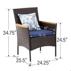 MAISON ARTS 6-Piece Acacia Wood/Rattan Cushioned Patio Dining Set