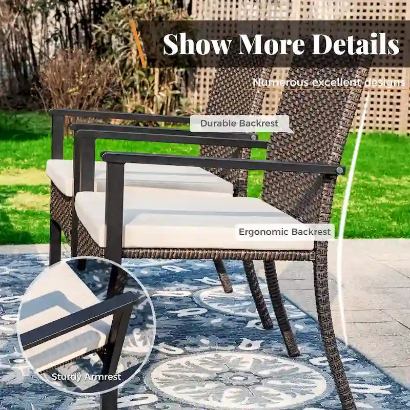 MAISON ARTS 6-Piece Acacia Wood/Rattan Cushioned Patio Dining Set
