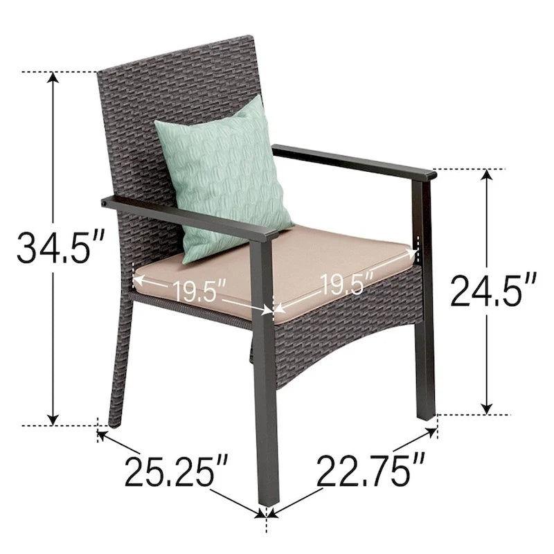 MAISON ARTS 6-Piece Acacia Wood/Rattan Cushioned Patio Dining Set
