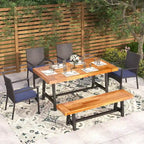 MAISON ARTS 6-Piece Acacia Wood/Rattan Cushioned Patio Dining Set