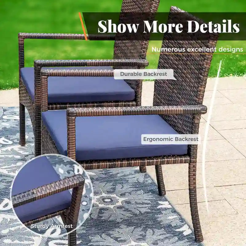 MAISON ARTS 6-Piece Acacia Wood/Rattan Cushioned Patio Dining Set