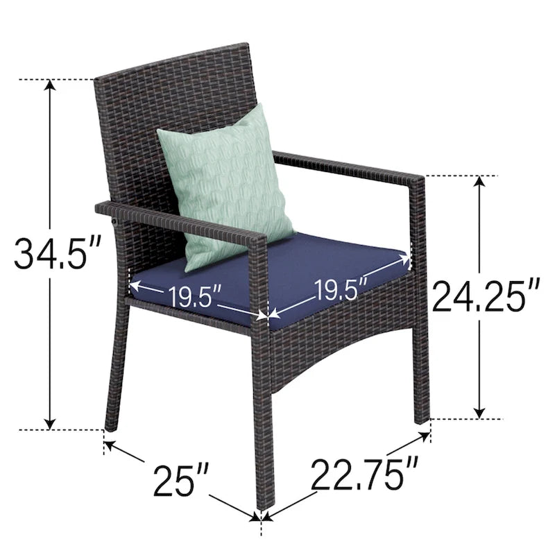 MAISON ARTS 6-Piece Acacia Wood/Rattan Cushioned Patio Dining Set