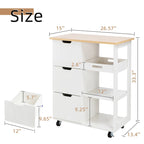 Futzca Kitchen Island Cart with 3 Open Shelves and 3 Drawers - N/A