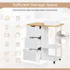 Futzca Kitchen Island Cart with 3 Open Shelves and 3 Drawers - N/A