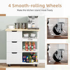 Futzca Kitchen Island Cart with 3 Open Shelves and 3 Drawers - N/A