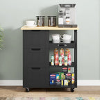 Futzca Kitchen Island Cart with 3 Open Shelves and 3 Drawers - N/A