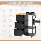 Futzca Kitchen Island Cart with 3 Open Shelves and 3 Drawers - N/A