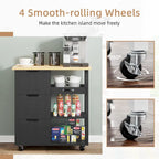 Futzca Kitchen Island Cart with 3 Open Shelves and 3 Drawers - N/A