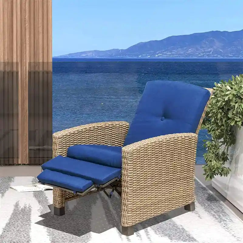 Outdoor All-Weather Wicker Reclining Patio Chair
