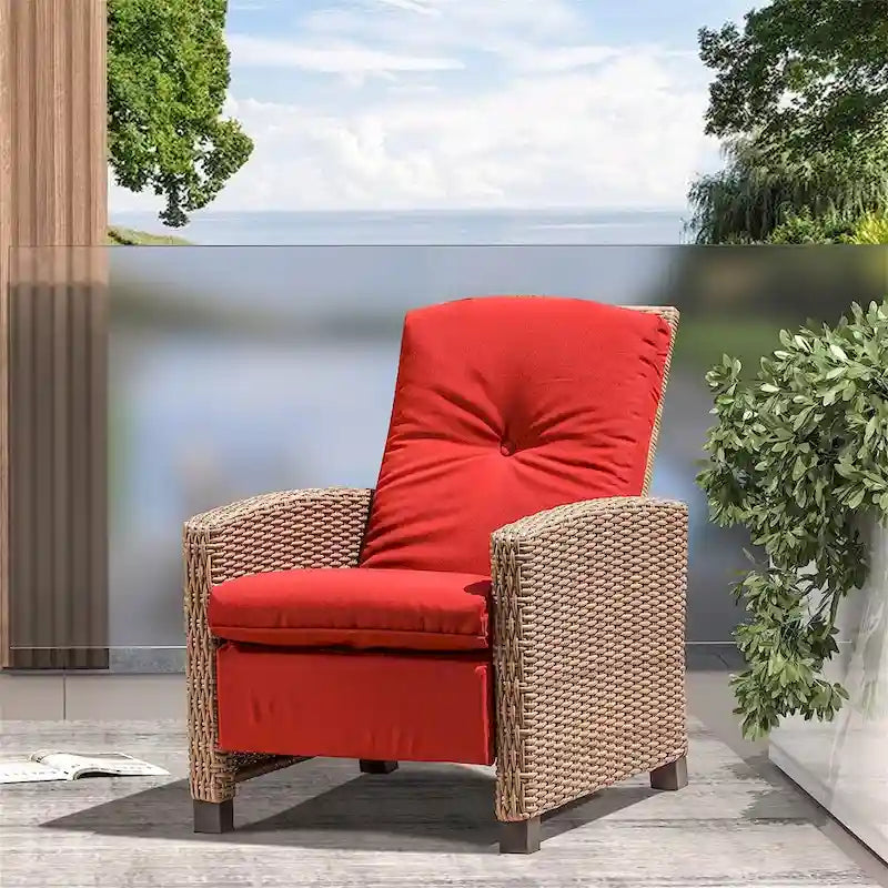 Outdoor All-Weather Wicker Reclining Patio Chair