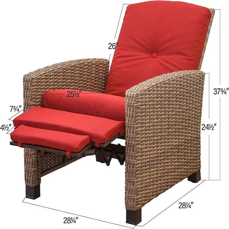 Outdoor All-Weather Wicker Reclining Patio Chair
