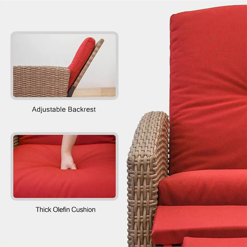 Outdoor All-Weather Wicker Reclining Patio Chair