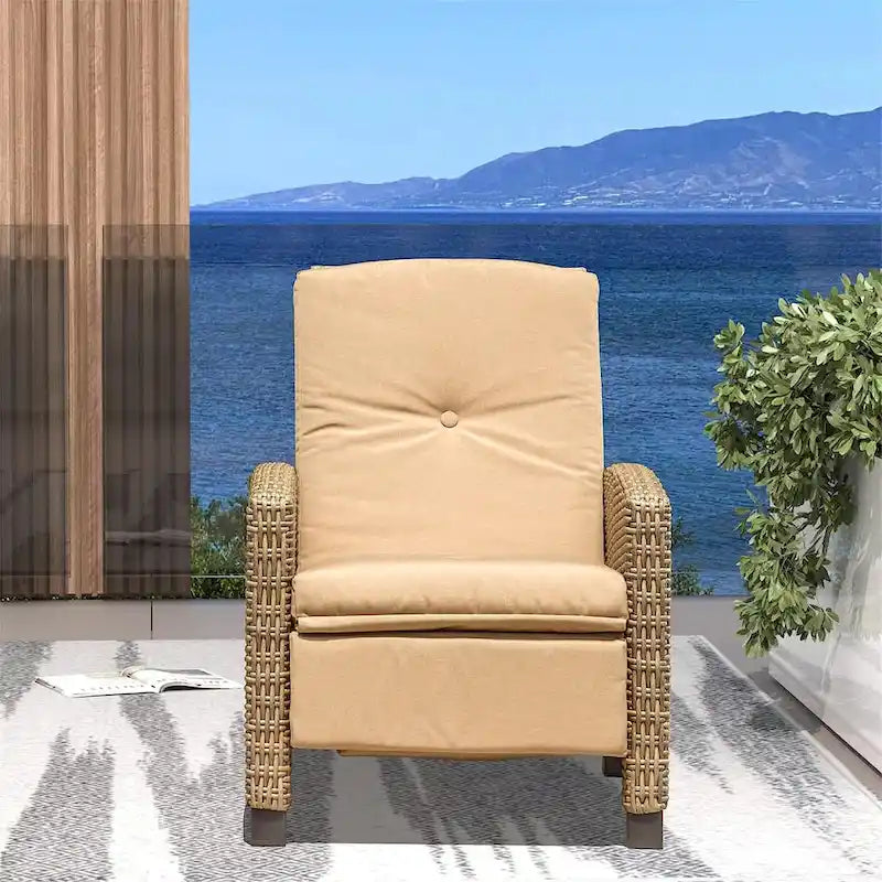 Outdoor All-Weather Wicker Reclining Patio Chair