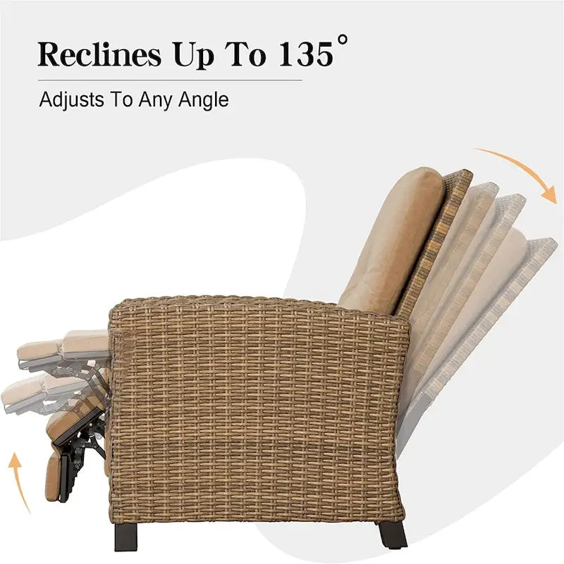 Outdoor All-Weather Wicker Reclining Patio Chair