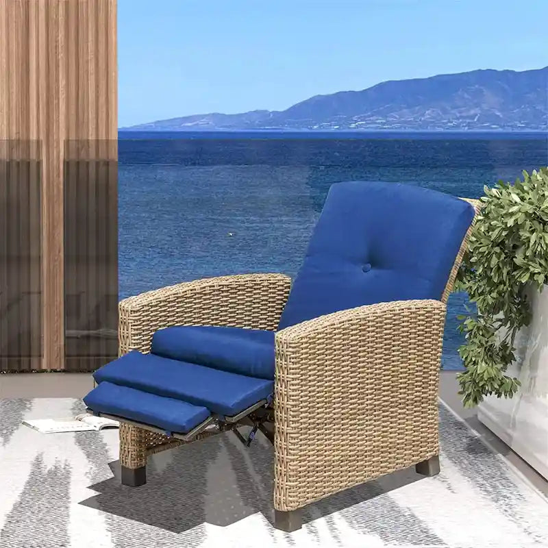 Outdoor All-Weather Wicker Reclining Patio Chair