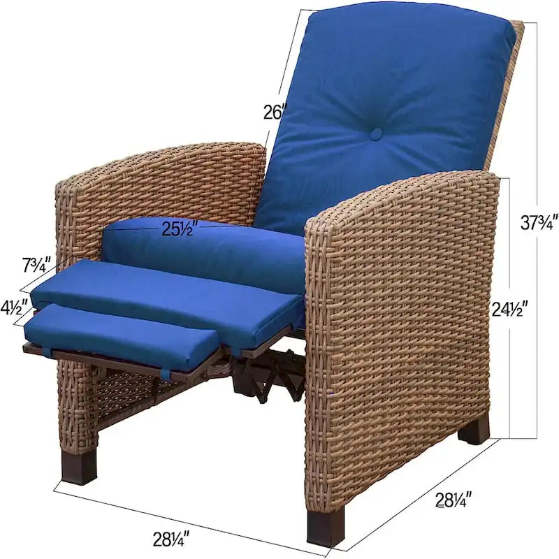 Outdoor All-Weather Wicker Reclining Patio Chair