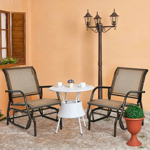 2PCS Patio Swing Glider Chair Single Rocking Chair Yard Outdoor