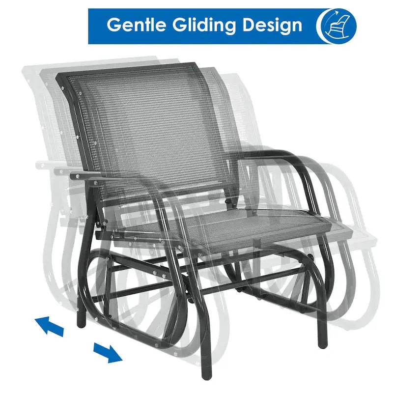 2PCS Patio Swing Glider Chair Single Rocking Chair Yard Outdoor