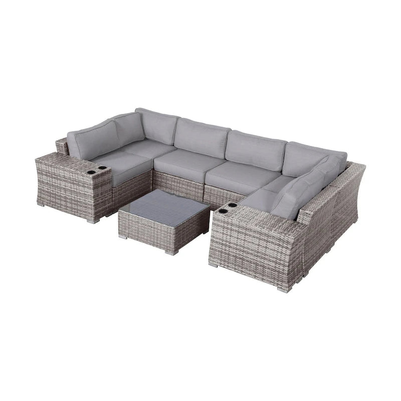 LSI Wicker/Rattan 4 - Person Seating Group with Cushions