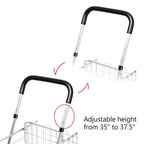 Folding Shopping Basket Rolling Trolley with Adjustable Handle