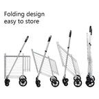 Folding Shopping Basket Rolling Trolley with Adjustable Handle