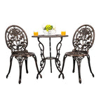HOMEFUN Bistro Table Set,Rose 3 Piece, Outdoor Patio Table and Chairs Furniture, Durable Rust Weather Resistance