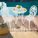 HOMEFUN Bistro Table Set,Rose 3 Piece, Outdoor Patio Table and Chairs Furniture, Durable Rust Weather Resistance