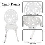 HOMEFUN Bistro Table Set,Rose 3 Piece, Outdoor Patio Table and Chairs Furniture, Durable Rust Weather Resistance
