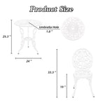 HOMEFUN Bistro Table Set,Rose 3 Piece, Outdoor Patio Table and Chairs Furniture, Durable Rust Weather Resistance