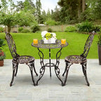 HOMEFUN Bistro Table Set,Rose 3 Piece, Outdoor Patio Table and Chairs Furniture, Durable Rust Weather Resistance