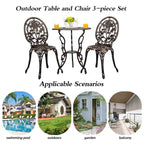 HOMEFUN Bistro Table Set,Rose 3 Piece, Outdoor Patio Table and Chairs Furniture, Durable Rust Weather Resistance