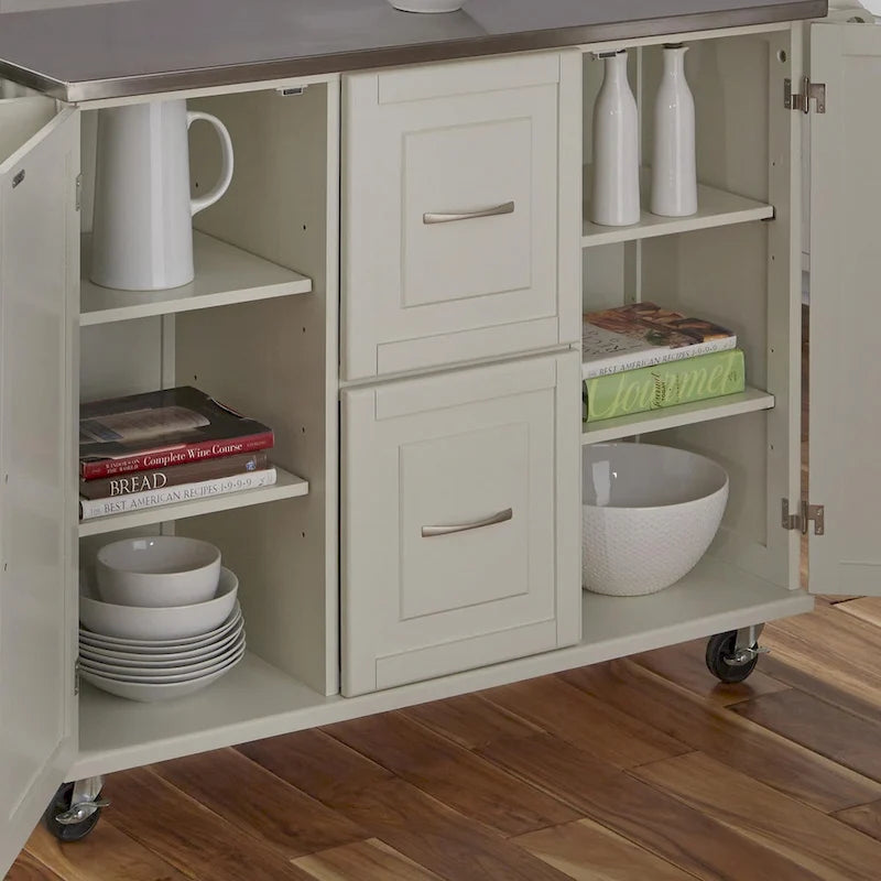 Homestyles Dolly Madison Wood Kitchen Cart with Stainless Steel Top