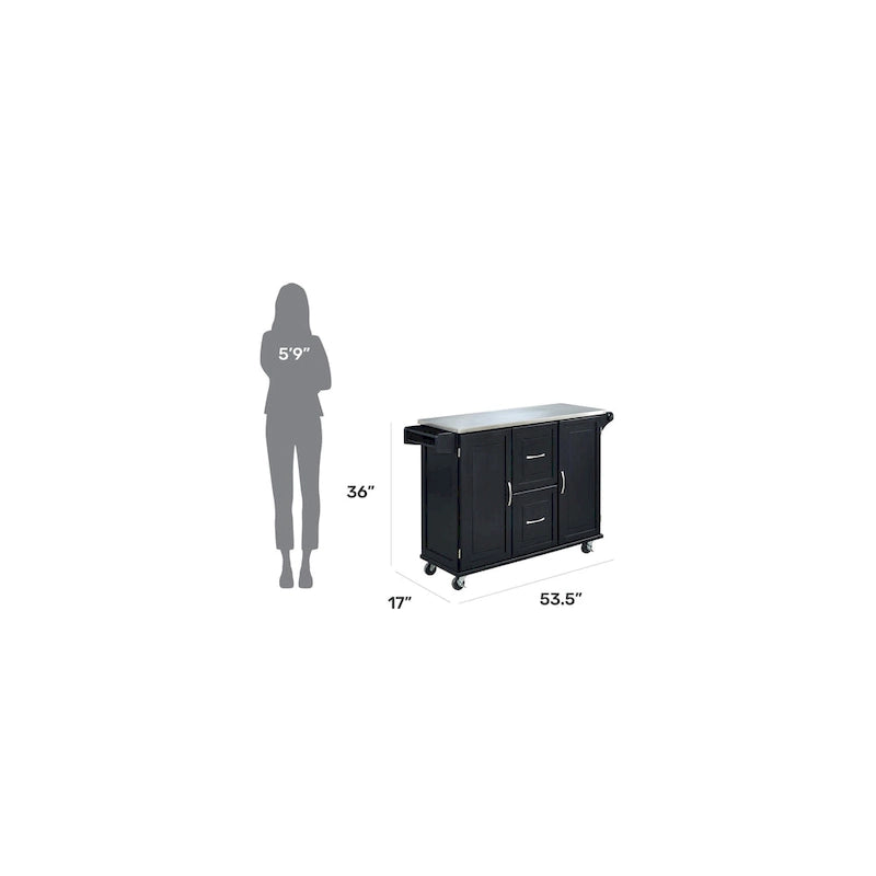 Homestyles Dolly Madison Wood Kitchen Cart with Stainless Steel Top