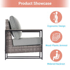 Outdoor 7 Pieces Rattan Patio Set with 3-Seater Sofa, Thickening Cushions with Coffee Table and Sturdy Frame