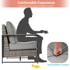 Outdoor 7 Pieces Rattan Patio Set with 3-Seater Sofa, Thickening Cushions with Coffee Table and Sturdy Frame